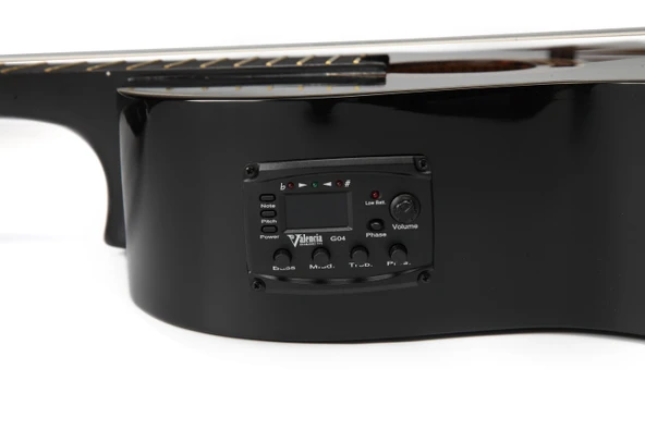 VALENCIA VC104TCEBK ELEKTRO KLASİK GİTAR, 4/4, SİYAH, SAP ÇELİKLİ - Resim 2