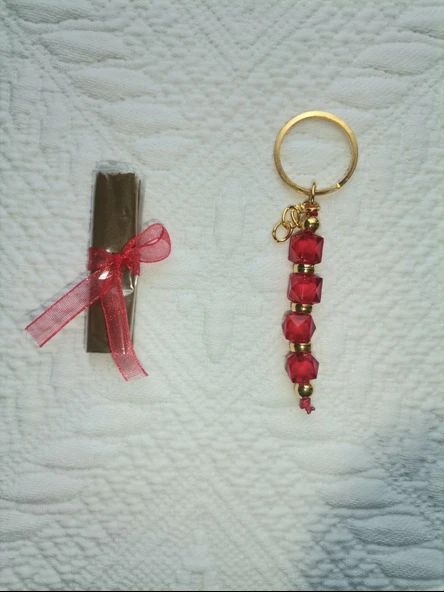 100 Adet Kişiye Özel Kına Hatırası Dağıtmalık Hediyelik Kırmızı Anahtarlık ve Paketlenmiş Kına - Resim 7