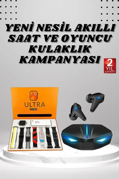 7 Kordonlu Akıllı Saat Ve Oyuncu Kulaklığı ANC Özelliği Kulak İçi Mikrofonlu Sesli Görüşme ürün görseli