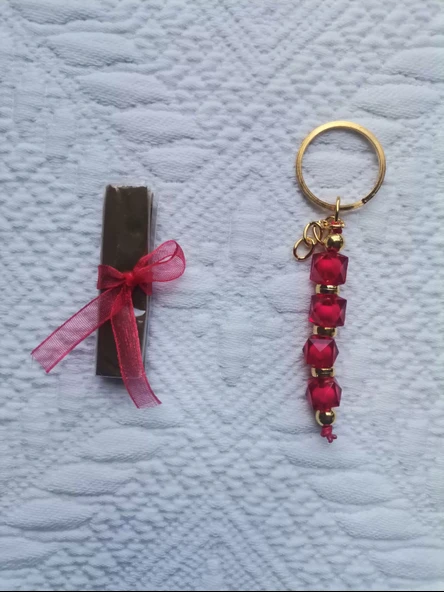 32 Adet Kişiye Özel Kına Hatırası Dağıtmalık Hediyelik Kırmızı Anahtarlık ve Paketlenmiş Kına - Resim 6