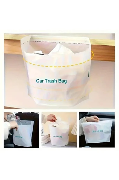 20 li Su Geçirmez Araba Çöp Poşeti Yapışkanlı Araç İçi Kusmuk Torbası Ev Ofis Kamp Oto Aksesuar - Resim 3