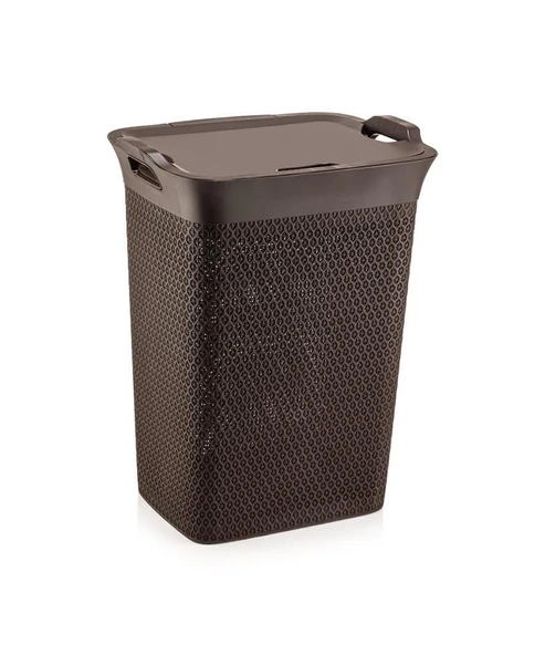 Omnipazar SY-4630 Plastik Safir Kirli Çamaşır Sepeti 55 lt Kahverengi - 1