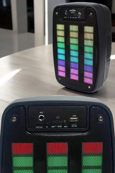 Bluetooth Hoparlör RGB Işıklı USB SD Kart Girişli Taşınabilir - 2