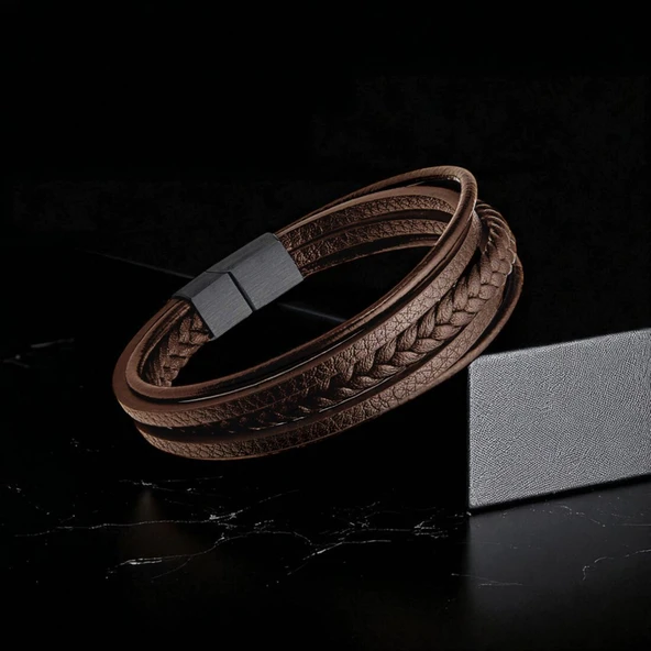 Kahverengi Çoklu Deri Bileklik 31833B1D3 - Resim 2