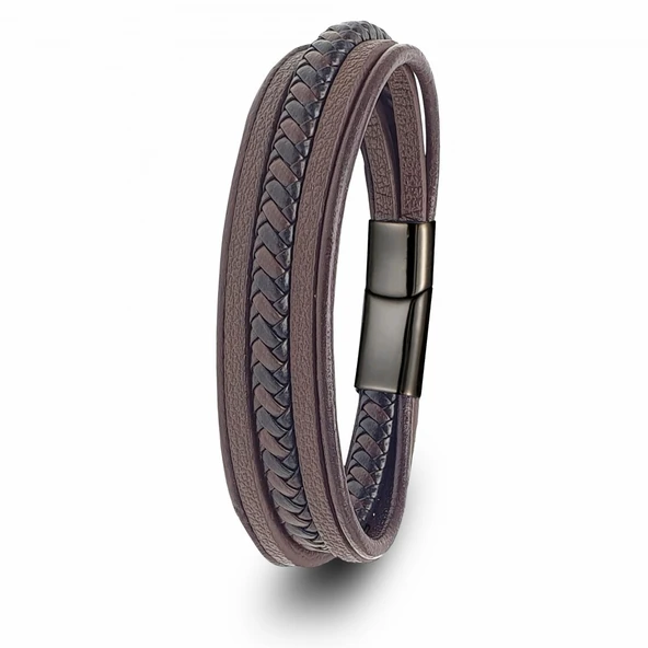 Kahve Siyah Çoklu Deri Bileklik 31833B2D4
