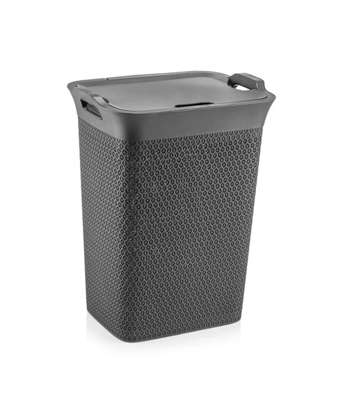 Omnipazar SY-4630 Plastik Safir Kirli Çamaşır Sepeti 55 lt Antrasit - 1