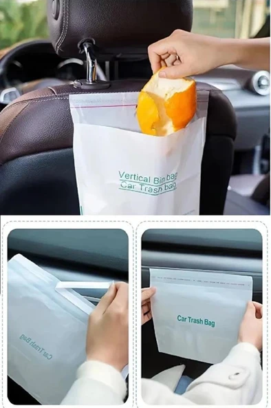 20 li Su Geçirmez Araba Çöp Poşeti Yapışkanlı Araç İçi Kusmuk Torbası Ev Ofis Kamp Oto Aksesuar - Resim 4