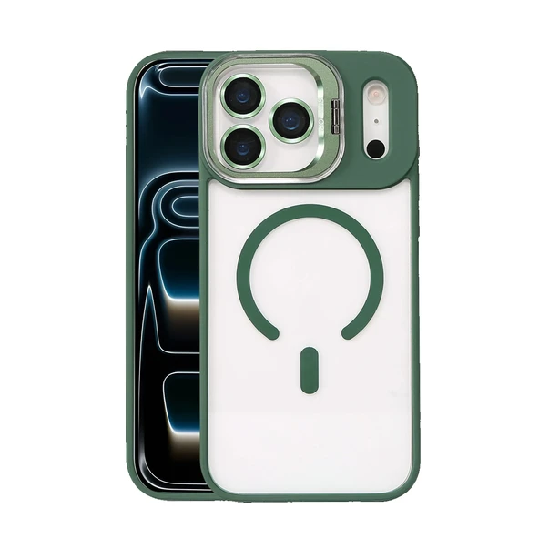 iPhone 17 Pro Max Kılıf Remim Magsafe Lensli Kamera Standlı Kapak - 11