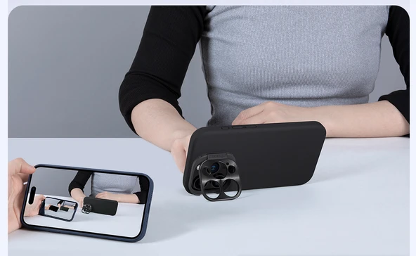Nillkin iPhone 15 Pro Stand Özellikli Lens Koruyuculu Lansman Kılıf - 5
