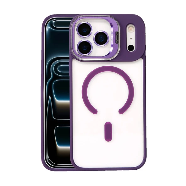 iPhone 17 Pro Max Kılıf Remim Magsafe Lensli Kamera Standlı Kapak - 5