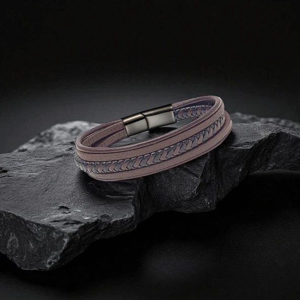 Kahve Siyah Çoklu Deri Bileklik 31833B2D4 - 2