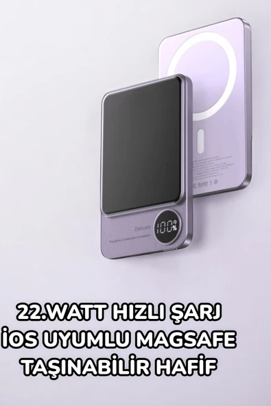 iOS Uyumlu 22.5W Hızlı Şarj Magsafe Powerbank Dijital Göstergeli 10.000 mAh - 3