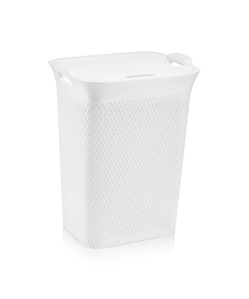 Omnipazar SY-4630 Plastik Safir Kirli Çamaşır Sepeti 55 lt Beyaz - 1