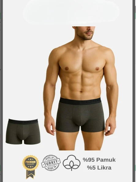 Litae Pamuklu Düz Antrasit Renk Erkek Boxer - 1