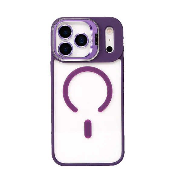 iPhone 17 Pro Max Kılıf Remim Magsafe Lensli Kamera Standlı Kapak - 6