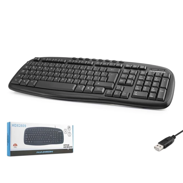 Hadron HDX2609 Türkçe-Q Multimedia 1.80mt USB Kablolu Klavye - Siyah ürün görseli 1