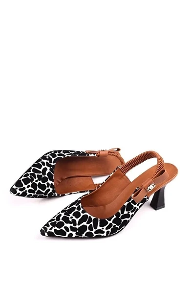 BİÇOMİ Toran Beyaz Rugan Siyah Süet Detaylı Topuklu Ayakkabı - Resim 2