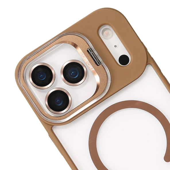 iPhone 17 Pro Max Kılıf Remim Magsafe Lensli Kamera Standlı Kapak - 10