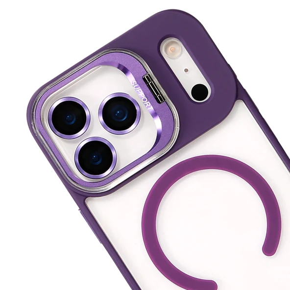 iPhone 17 Pro Max Kılıf Remim Magsafe Lensli Kamera Standlı Kapak - 7