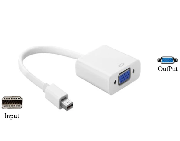 MiniDP Mini DisplayPort To VGA Dönüştürücü Çevirici Adaptör Mini Display Port'dan Vga'ya ürün görseli 1