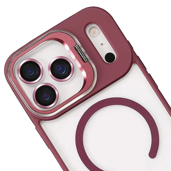 iPhone 17 Pro Max Kılıf Remim Magsafe Lensli Kamera Standlı Kapak - 4