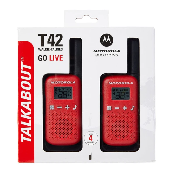 Motorola TLKR-T42 4 Km Kırmızı Pmr El Telsizi (2'Li Paket) - Resim 4