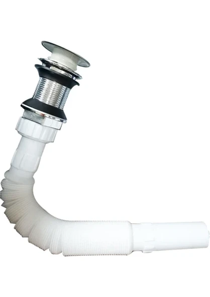 Özbest S524 Stoplu Lavabo Sifonu Krom Lüx (Beyaz) ürün görseli