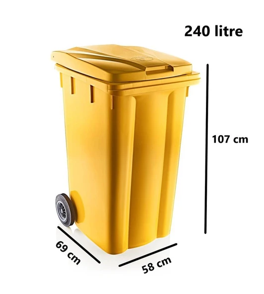 Omnipazar SY-6510 Tekerlekli Kapaklı Plastik Çöp Konteyneri 240 lt - 6