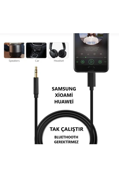 Type C Aux Kablo Samsung Xiaomi Mi Huawei Aux Kablo Type C Aux Kablo Dac Çipli örgü Tak Çalıştır - 2