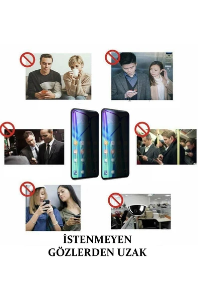Vivo Y35 Hayalet Ekran Koruyucu Privacy Gizlilik Filitreli Tam Kaplayan Kırılmaz Cam - 4