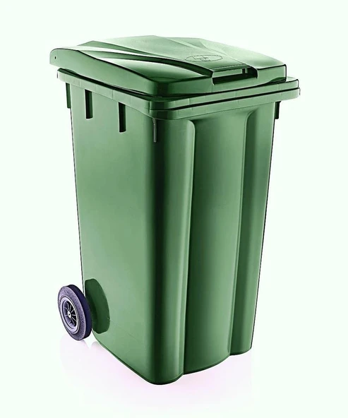 Omnipazar SY-6511 Eko Tekerlekli Kapaklı Plastik Çöp Konteyneri 240 lt Yeşil - 1