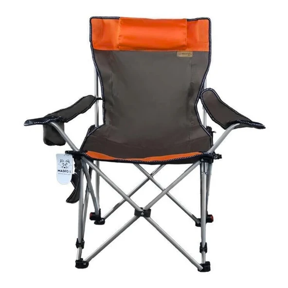Katlanır Kamp Sandalyesi - Şezlong - Madfox Prowler - 3 Kademeli - Kahve/Turuncu - Taşıma Çantalı - 4