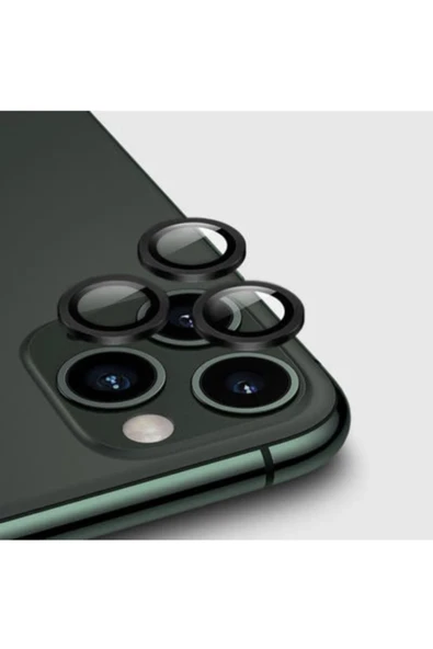 Iphone 12 Pro Max Kamera Koruyucu Lens Mercek Metal Çerçeveli 3lü Set Siyah Black ürün görseli