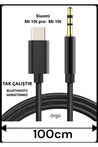 Xiaomi Mi 10t Pro Xiaomi Mi 10t Aux Kablo Type C Aux Kablo Dac Çipli örgülü Tak Çalıştır