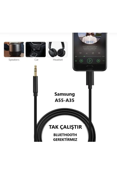 Samsung Galaxy A55 Samsung A35 Aux Kablo Type C Aux Kablo Dac Çipli örgülü Tak Çalıştır - Resim 2