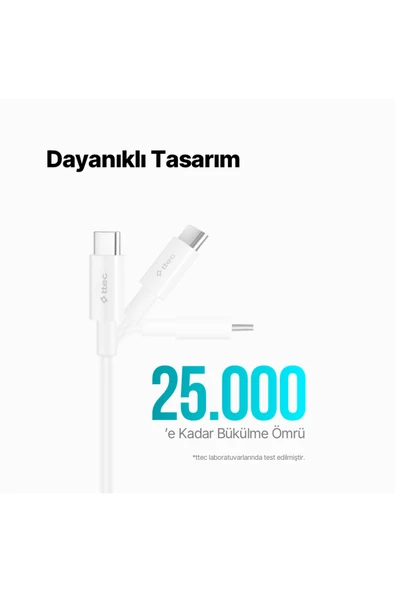 Usb-c - Usb-c 30cm 65w Pd/qc Hızlı Şarj/data Kablosu Beyaz Beyaz - Resim 6