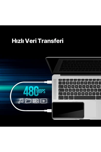 Usb-c - Usb-c 30cm 65w Pd/qc Hızlı Şarj/data Kablosu Beyaz Beyaz - Resim 5