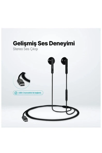Typc-e Girişli Ttec Rio  Usb-C Stereo Mikrofonlu Kulakiçi Kulaklık Siyah Uyumlu ürün görseli