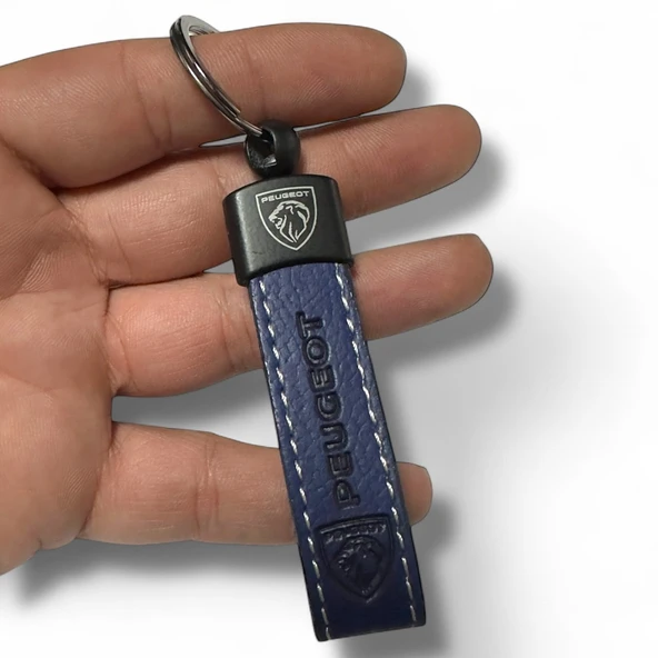 Peugeot Yazılı Ve Logolu Anahtarlık (LACİVERT) TERMO DERİ - Resim 2
