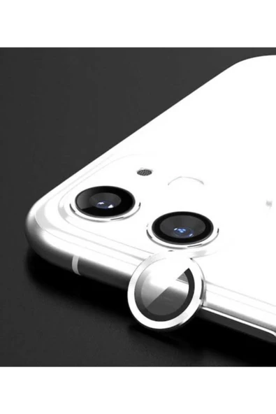 Iphone 12 Kamera Koruyucu Lens Mercek Metal Çerçeveli 2li Set Gümüş Gri Silver Uyumlu - 3