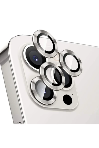 Iphone 11 Pro Max Uyumlu  Kamera Koruyucu Lens Mercek Metal Çerçeveli 3lü Set Gümüş Gri-silver ürün görseli