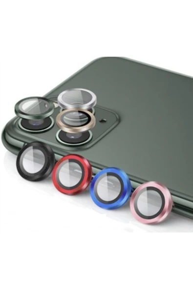 Iphone 13 Pro Max Uyumlu Kamera Koruyucu Lens Mercek Metal Çerçeveli 3lü Set Kırmızı Red - Resim 4