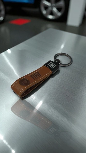 Fiat Yazılı Ve Logolu Anahtarlık (KAHVERENGİ) TERMO DERİ - Resim 2