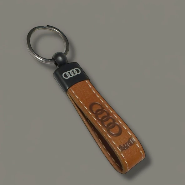 Audi Yazılı Ve Logolu Anahtarlık (KAHVERENGİ) TERMO DERİ ürün görseli