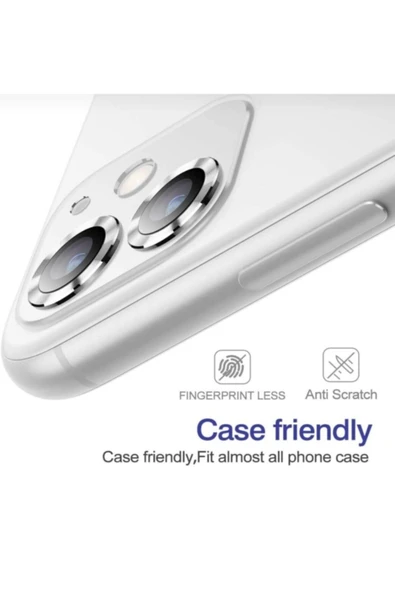 Iphone 12 Kamera Koruyucu Lens Mercek Metal Çerçeveli 2li Set Gümüş Gri Silver Uyumlu - 2