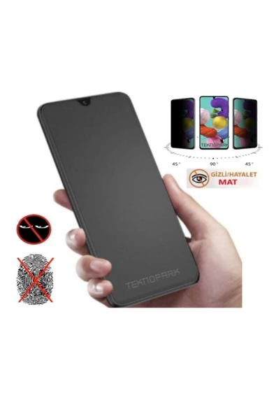 Realme C15 Mat Hayalet Ekran Gizli Privacy Tam Kaplayan Kırılmaz Cam Seramik Nano Ekran Koruyucu ürün görseli