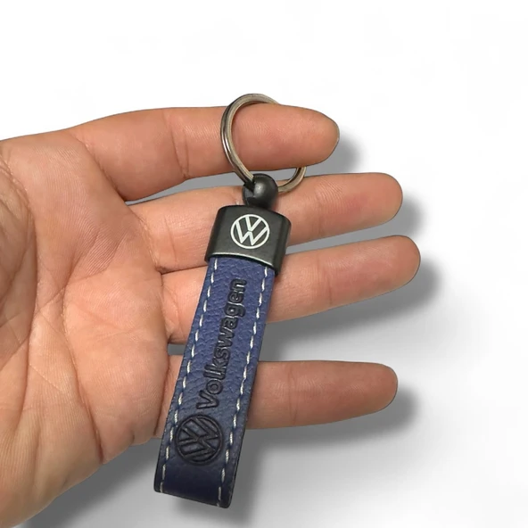 Volkswagen Yazılı Ve Logolu Anahtarlık (LACİVERT) TERMO DERİ - Resim 2