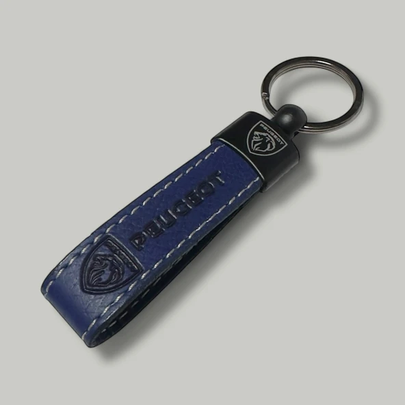 Peugeot Yazılı Ve Logolu Anahtarlık (LACİVERT) TERMO DERİ - Resim 3