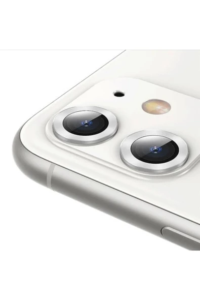 Iphone 12 Kamera Koruyucu Lens Mercek Metal Çerçeveli 2li Set Gümüş Gri Silver Uyumlu - 4