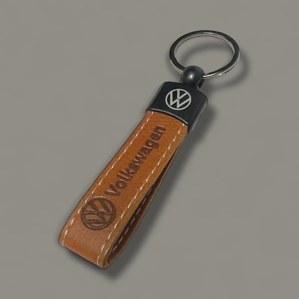 Volkswagen Yazılı Ve Logolu Anahtarlık (Kahverengi ) TERMO DERİ ürün görseli